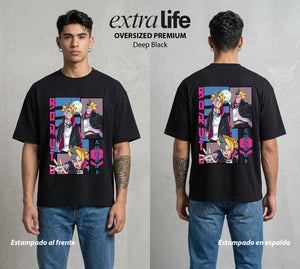 La Aldea Oculta | El Legado Ninja #00343 - Playera Oversized Premium | Deep Black - Foto en modelo