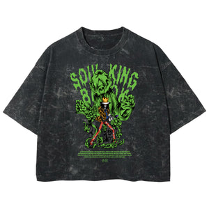 Playera streetwear premium de anime y gaming ExtraLife MX, corte boxy deluxe mineral wash heavyweight en color Acid Wash, moda urbana mexicana de culto.