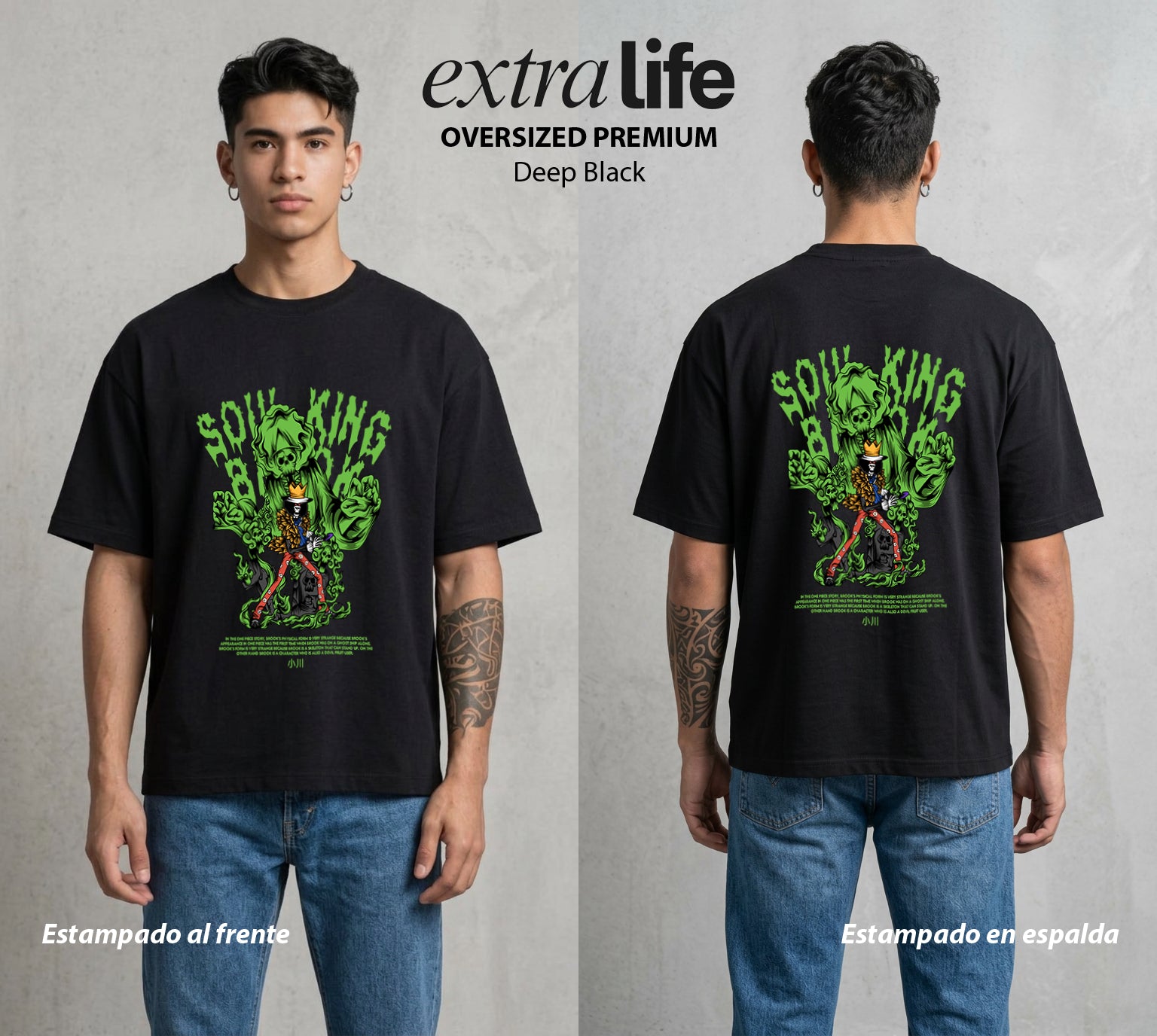 Mar de los Piratas | El Musico del Mas Alla #00344 - Playera Oversized Premium | Deep Black - Foto en modelo
