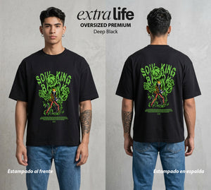 Mar de los Piratas | El Musico del Mas Alla #00344 - Playera Oversized Premium | Deep Black - Foto en modelo