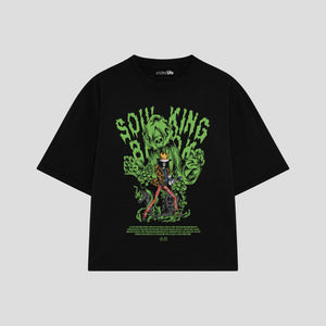 Playera streetwear premium de anime y gaming ExtraLife MX, corte oversized drop shoulder ligero y fresco en color Deep Black y Off-White, moda urbana mexicana de culto.