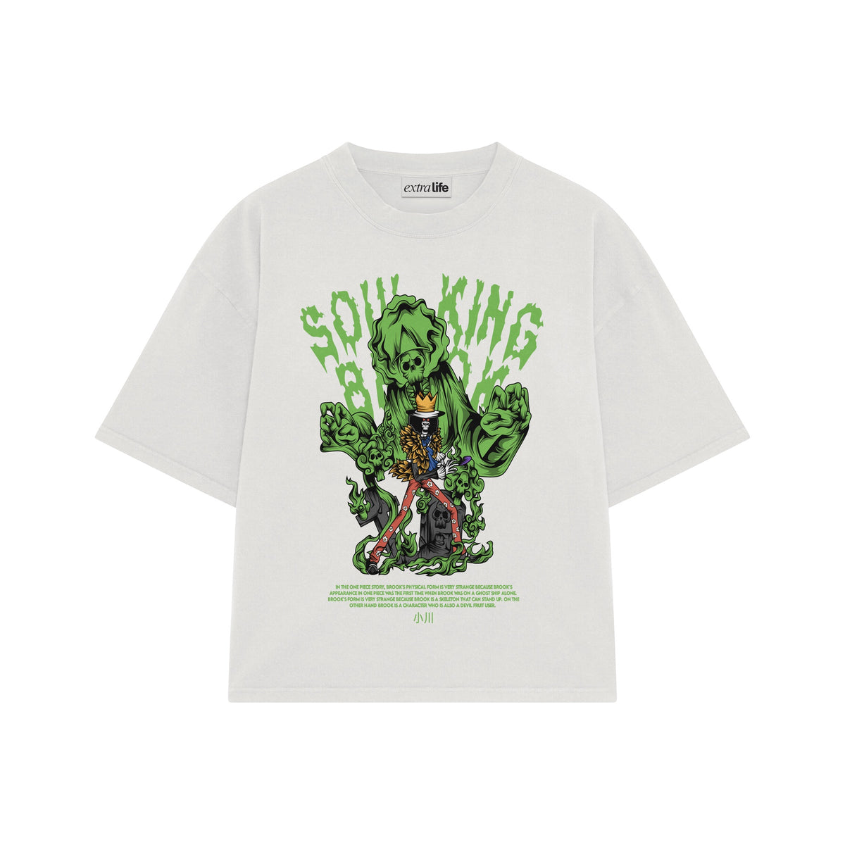 Playera streetwear premium de anime y gaming ExtraLife MX, corte oversized drop shoulder ligero y fresco en color Deep Black y Off-White, moda urbana mexicana de culto.