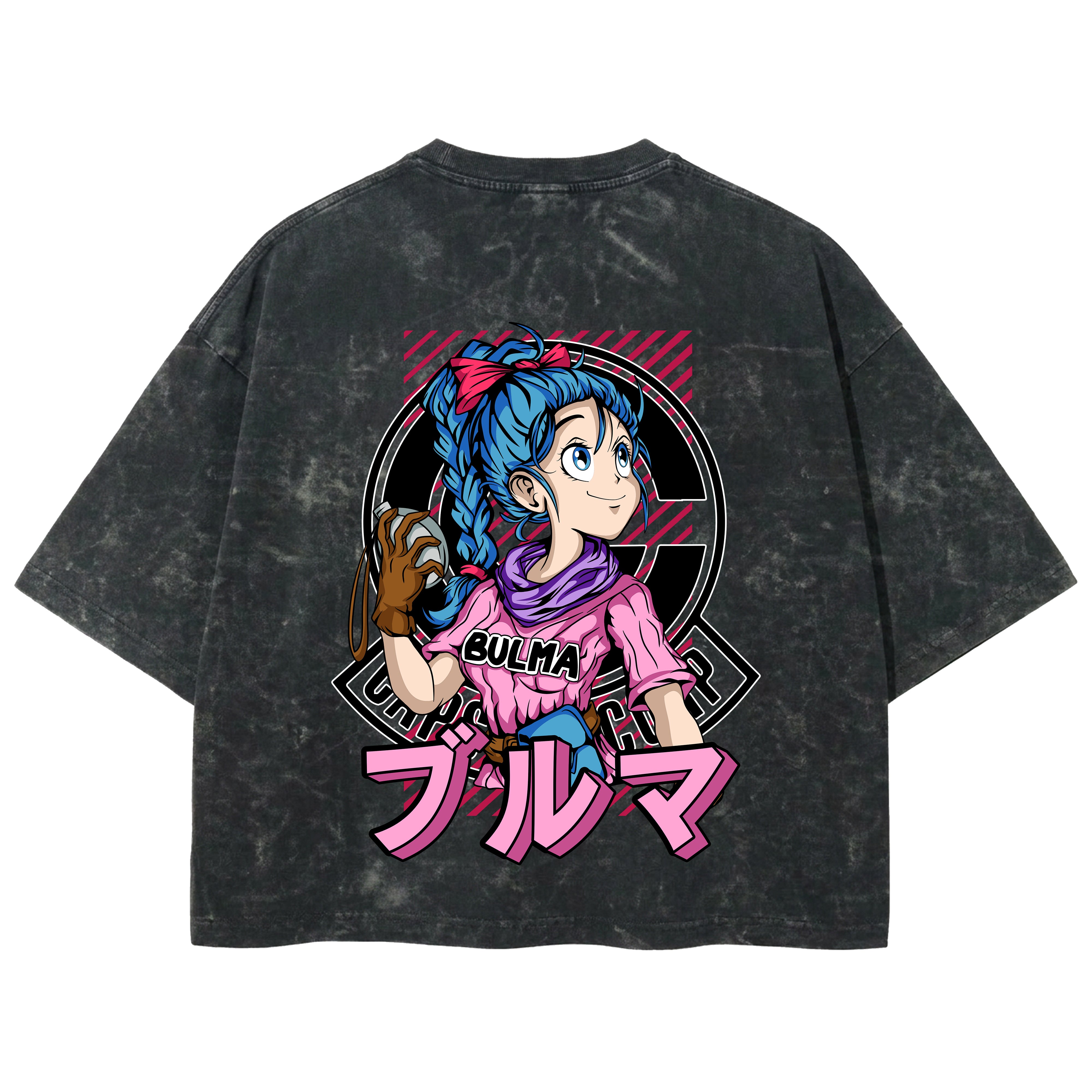 Playera streetwear premium de anime y gaming ExtraLife MX, corte boxy deluxe mineral wash heavyweight en color Acid Wash, moda urbana mexicana de culto.