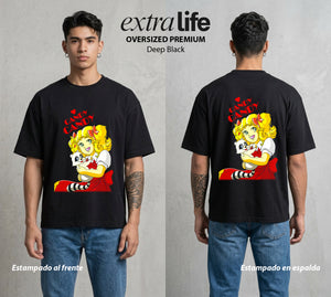 El Orfanato del Amor | La Alegria del Orfanato #00353 - Playera Oversized Premium | Deep Black - Foto en modelo