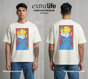 El Orfanato del Amor | La Alegria del Orfanato #00357 - Playera Oversized Premium | Off White - Foto en modelo