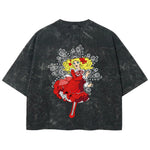Playera streetwear premium de anime y gaming ExtraLife MX, corte boxy deluxe mineral wash heavyweight en color Acid Wash, moda urbana mexicana de culto.