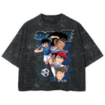 Playera streetwear premium de anime y gaming ExtraLife MX, corte boxy deluxe mineral wash heavyweight en color Acid Wash, moda urbana mexicana de culto.