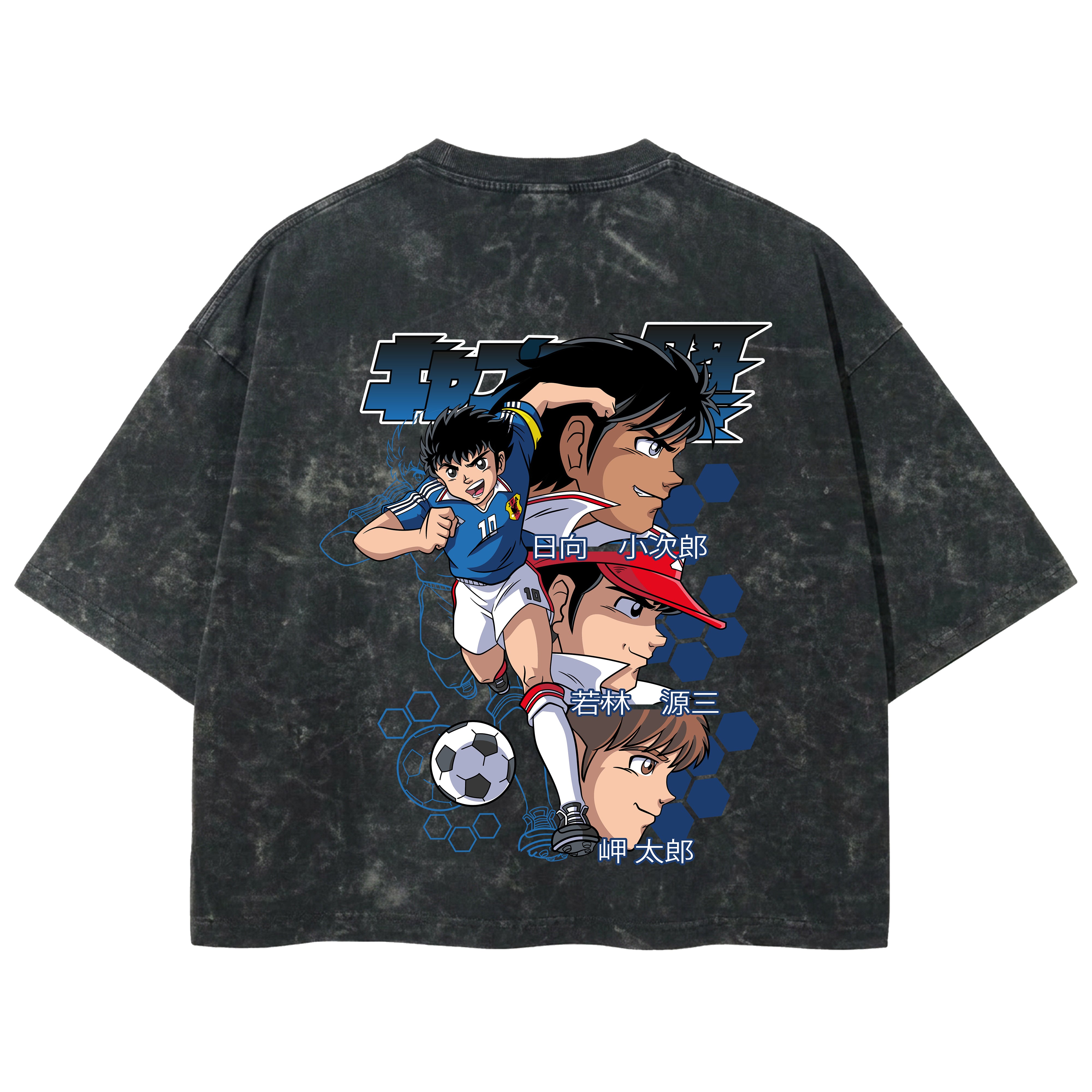 Playera streetwear premium de anime y gaming ExtraLife MX, corte boxy deluxe mineral wash heavyweight en color Acid Wash, moda urbana mexicana de culto.