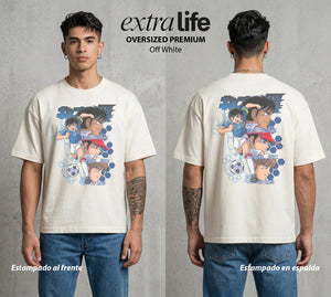 El Balon del Destino | Los del Balon #00359 - Playera Oversized Premium | Off White - Foto en modelo
