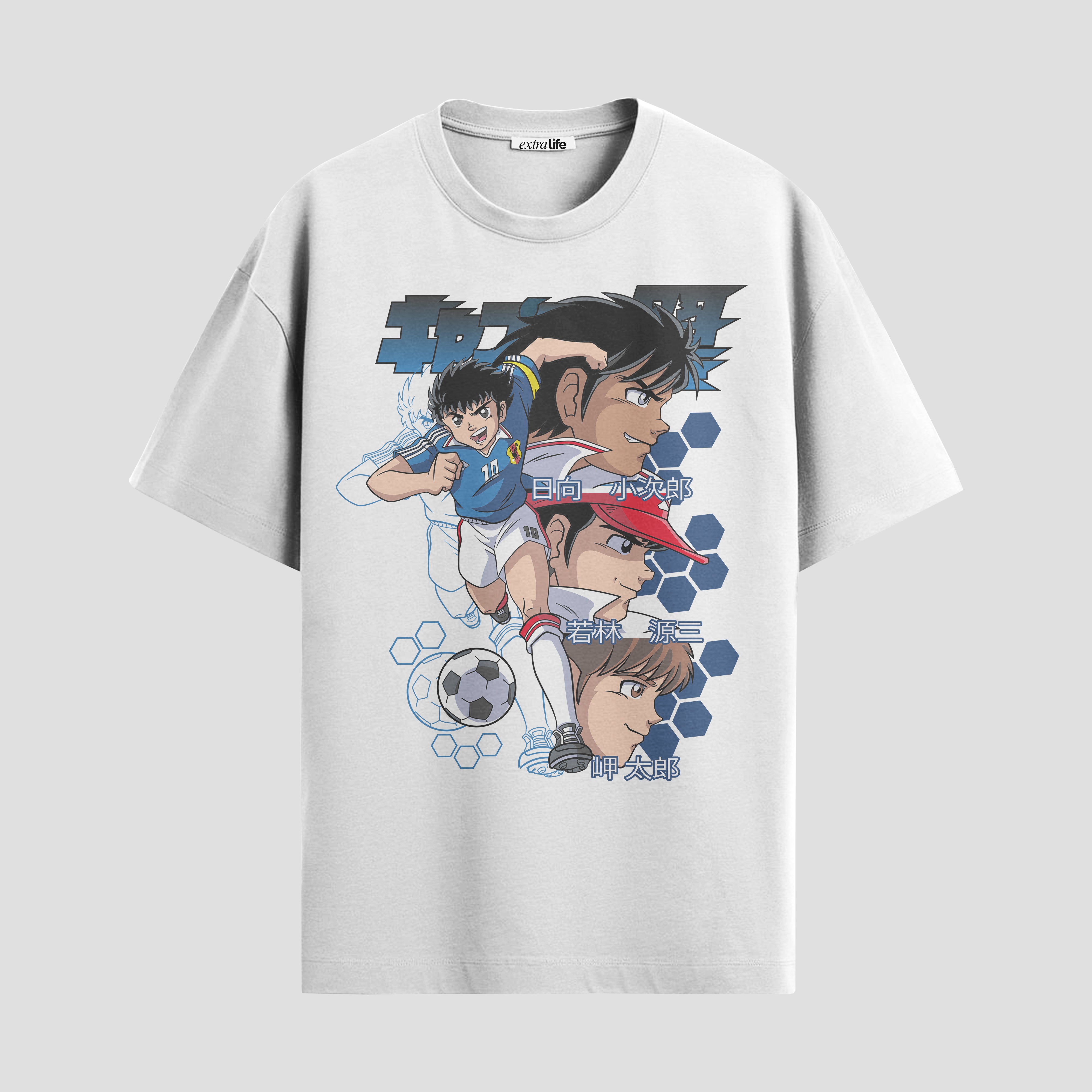 Playera urbana de anime y gaming ExtraLife MX, corte Standard Fit unisex ligero y transpirable en color Deep Black y Pure White, ropa de uso diario para gym y casual.