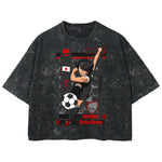 Playera streetwear premium de anime y gaming ExtraLife MX, corte boxy deluxe mineral wash heavyweight en color Acid Wash, moda urbana mexicana de culto.