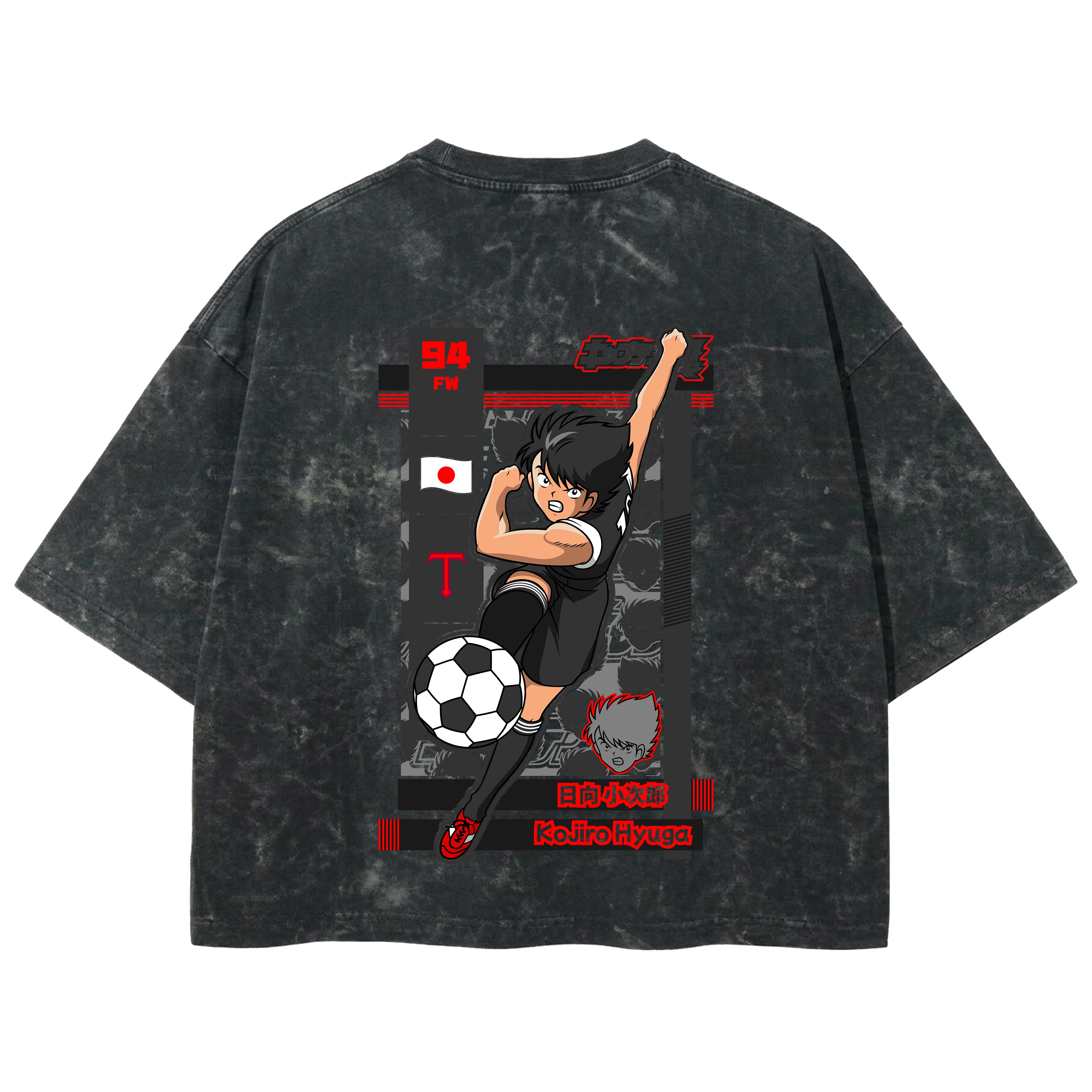 Playera streetwear premium de anime y gaming ExtraLife MX, corte boxy deluxe mineral wash heavyweight en color Acid Wash, moda urbana mexicana de culto.