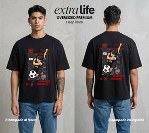 El Balon del Destino | El Tiro Imperioso #00361 - Playera Oversized Premium | Deep Black - Foto en modelo