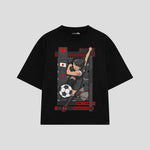 Playera streetwear premium de anime y gaming ExtraLife MX, corte oversized drop shoulder ligero y fresco en color Deep Black y Off-White, moda urbana mexicana de culto.