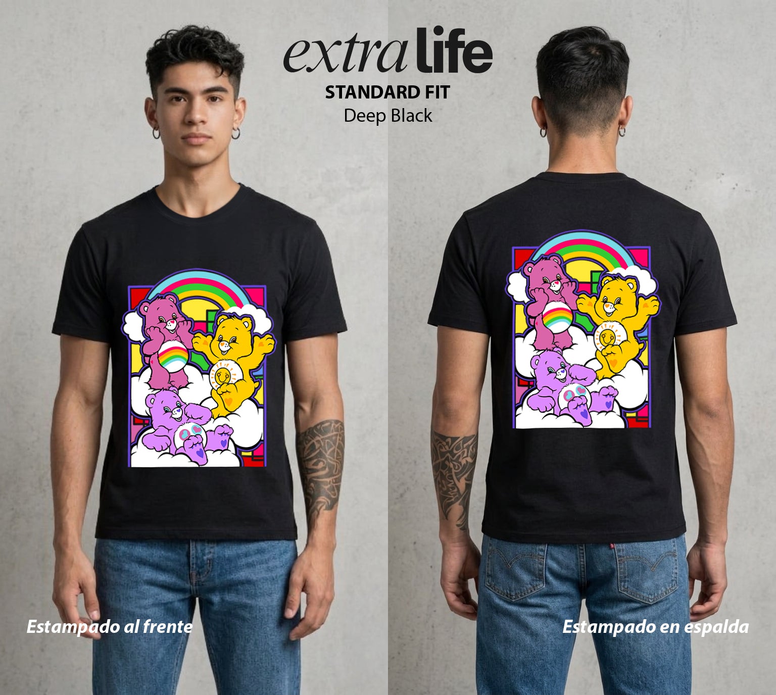 Los Ositos del Arcoiris | El Poder del Arcoiris #00367 - Playera Standard Fit | Deep Black - Foto en modelo