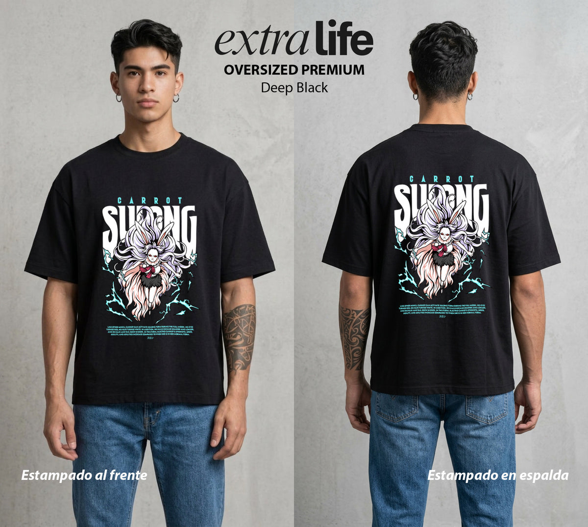 Mar de los Piratas | La Mink del Amanecer #00368 - Playera Oversized Premium | Deep Black - Foto en modelo