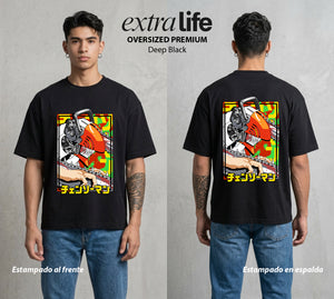 El Contrato Infernal | La Sierra del Extra #00369 - Playera Oversized Premium | Deep Black - Foto en modelo