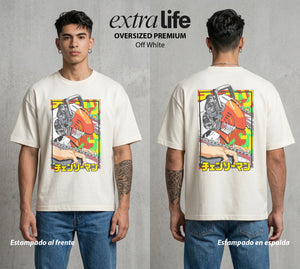 El Contrato Infernal | La Sierra del Extra #00369 - Playera Oversized Premium | Off White - Foto en modelo