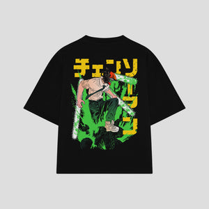 Playera streetwear premium de anime y gaming ExtraLife MX, corte oversized drop shoulder ligero y fresco en color Deep Black y Off-White, moda urbana mexicana de culto.