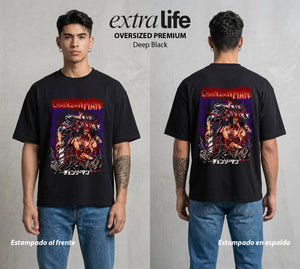 El Contrato Infernal | Las Sierras del Bien #00372 - Playera Oversized Premium | Deep Black - Foto en modelo