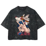 Playera streetwear premium de anime y gaming ExtraLife MX, corte boxy deluxe mineral wash heavyweight en color Acid Wash, moda urbana mexicana de culto.