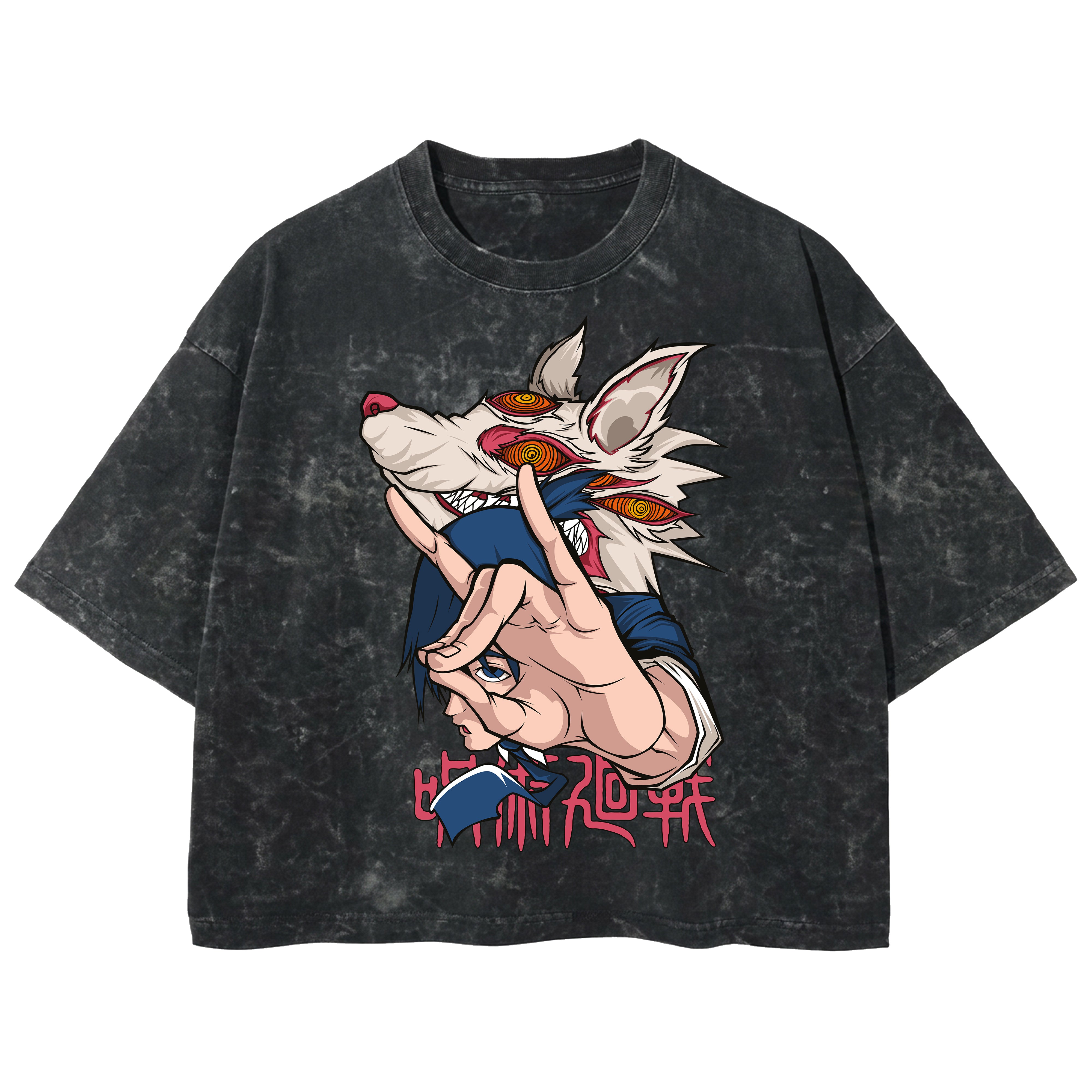 Playera streetwear premium de anime y gaming ExtraLife MX, corte boxy deluxe mineral wash heavyweight en color Acid Wash, moda urbana mexicana de culto.