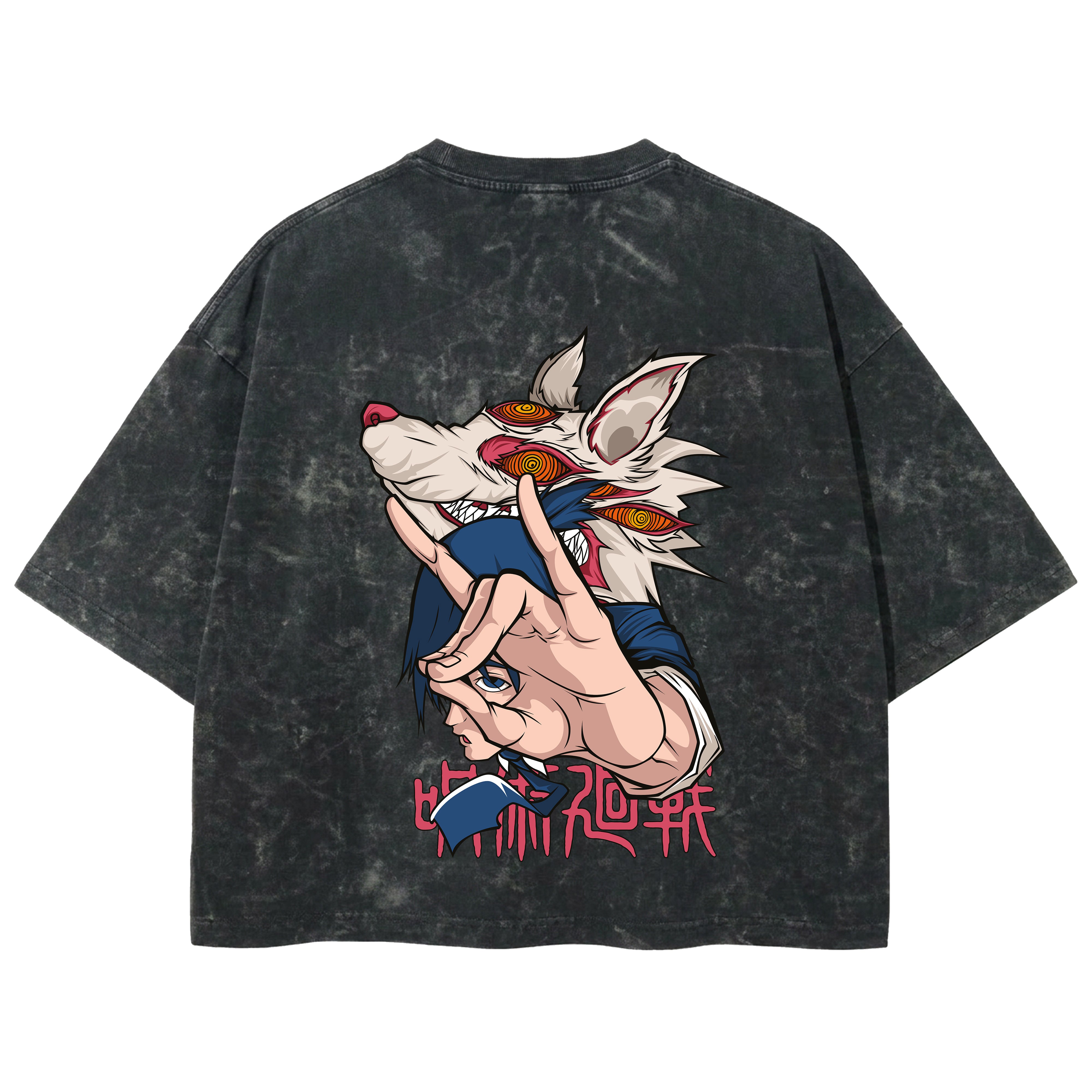 Playera streetwear premium de anime y gaming ExtraLife MX, corte boxy deluxe mineral wash heavyweight en color Acid Wash, moda urbana mexicana de culto.