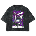 Playera streetwear premium de anime y gaming ExtraLife MX, corte boxy deluxe mineral wash heavyweight en color Acid Wash, moda urbana mexicana de culto.
