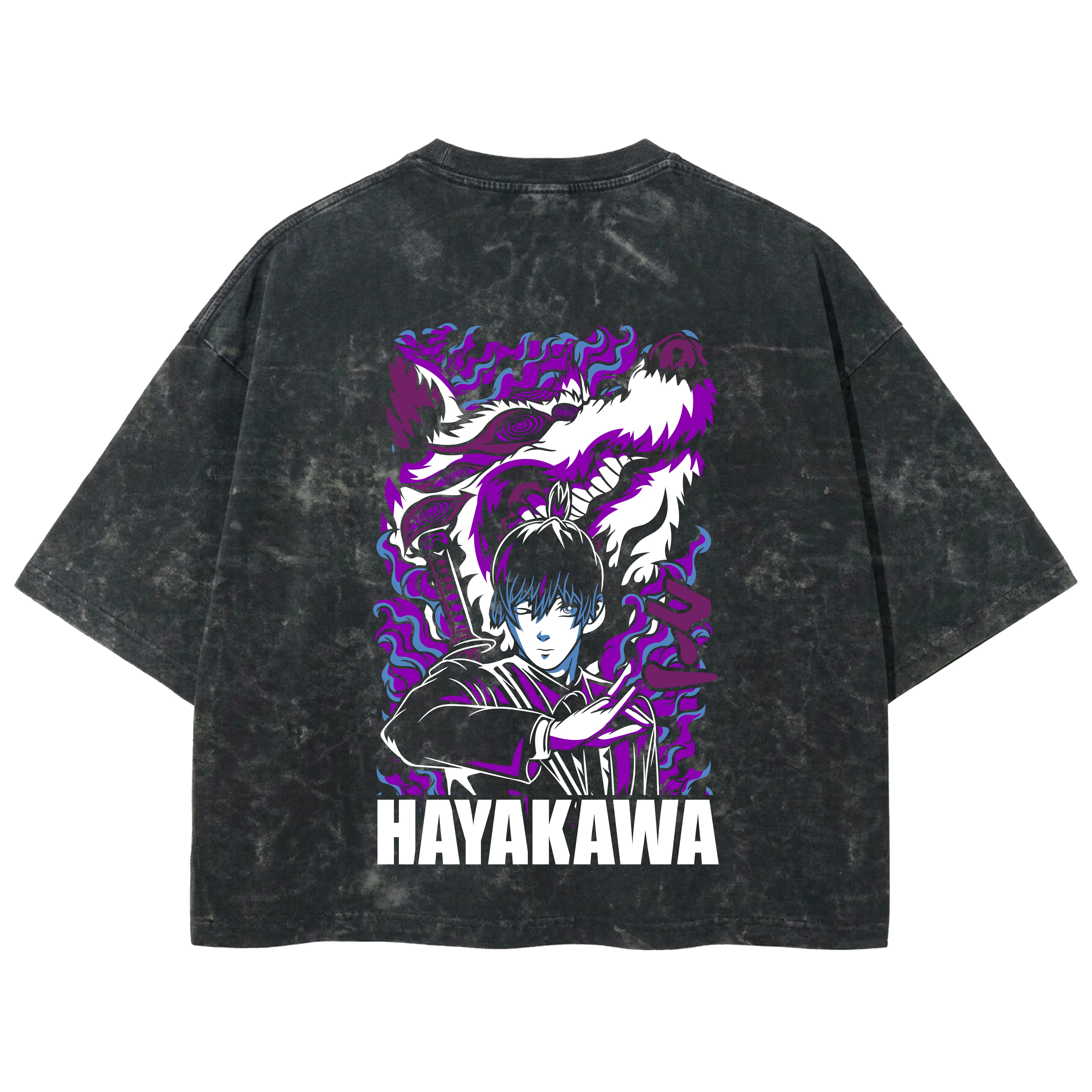 Playera streetwear premium de anime y gaming ExtraLife MX, corte boxy deluxe mineral wash heavyweight en color Acid Wash, moda urbana mexicana de culto.