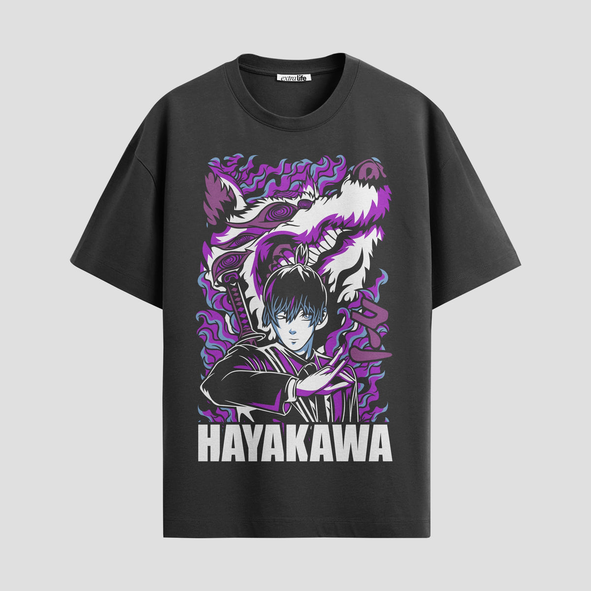 Playera urbana de anime y gaming ExtraLife MX, corte Classic Premium unisex ligero y transpirable en color Deep Black y Pure White, ropa de uso diario para gym y casual.