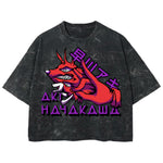Playera streetwear premium de anime y gaming ExtraLife MX, corte boxy deluxe mineral wash heavyweight en color Acid Wash, moda urbana mexicana de culto.