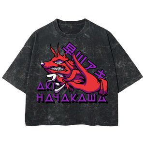 Playera streetwear premium de anime y gaming ExtraLife MX, corte boxy deluxe mineral wash heavyweight en color Acid Wash, moda urbana mexicana de culto.