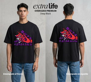 El Contrato Infernal | El Samurai del Futuro #00378 - Playera Oversized Premium | Deep Black - Foto en modelo