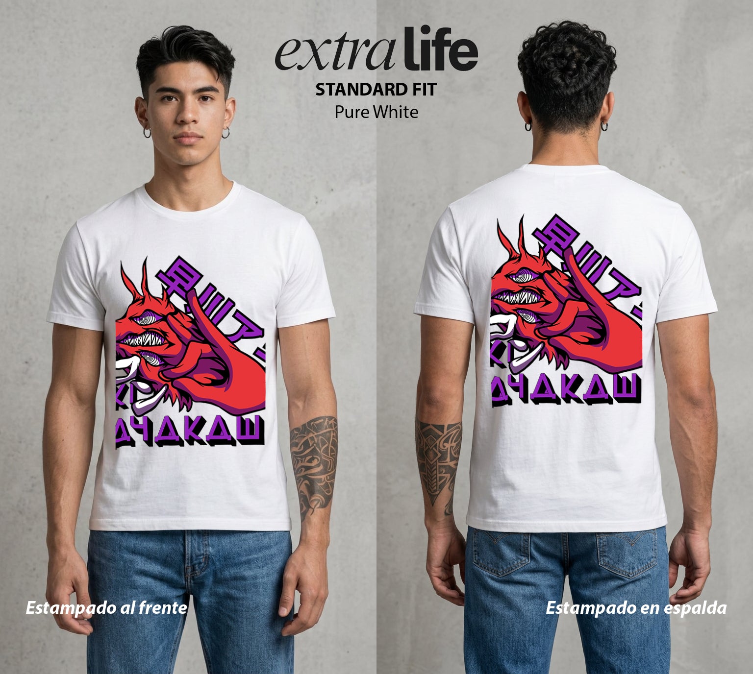 El Contrato Infernal | El Samurai del Futuro #00378 - Playera Standard Fit | Pure White - Foto en modelo