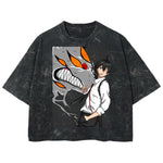 Playera streetwear premium de anime y gaming ExtraLife MX, corte boxy deluxe mineral wash heavyweight en color Acid Wash, moda urbana mexicana de culto.