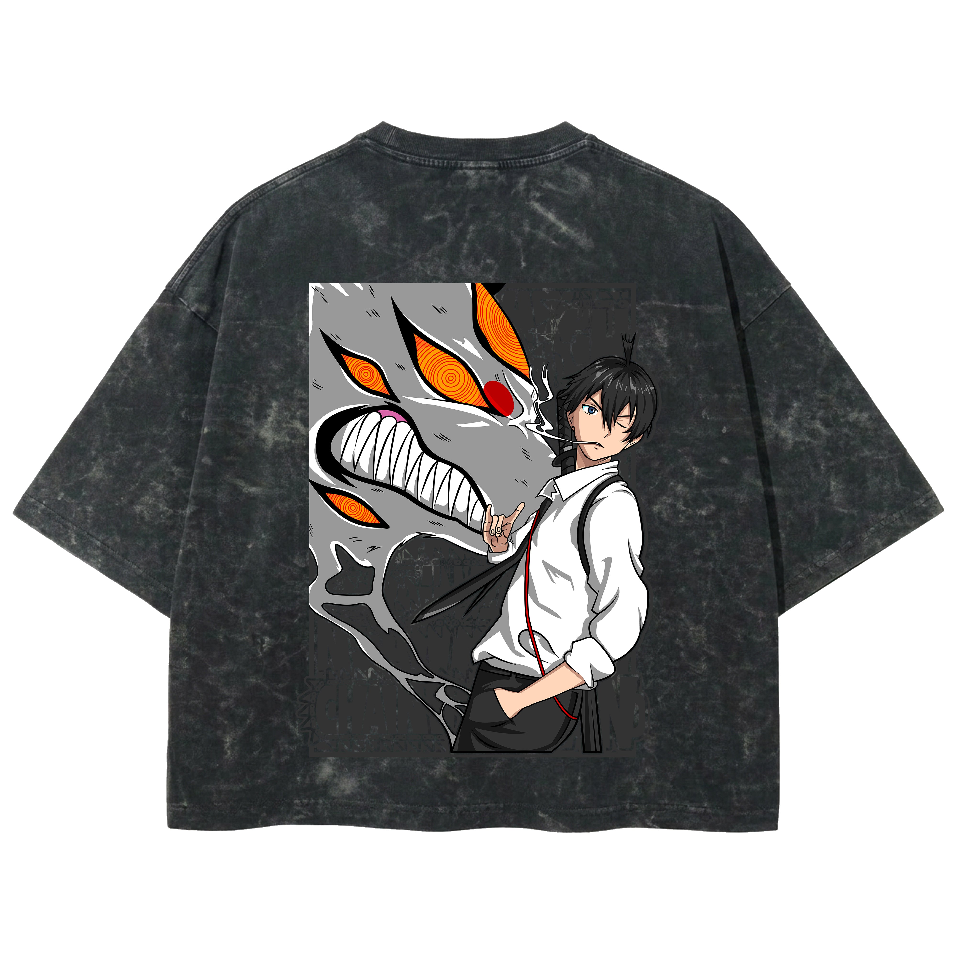 Playera streetwear premium de anime y gaming ExtraLife MX, corte boxy deluxe mineral wash heavyweight en color Acid Wash, moda urbana mexicana de culto.