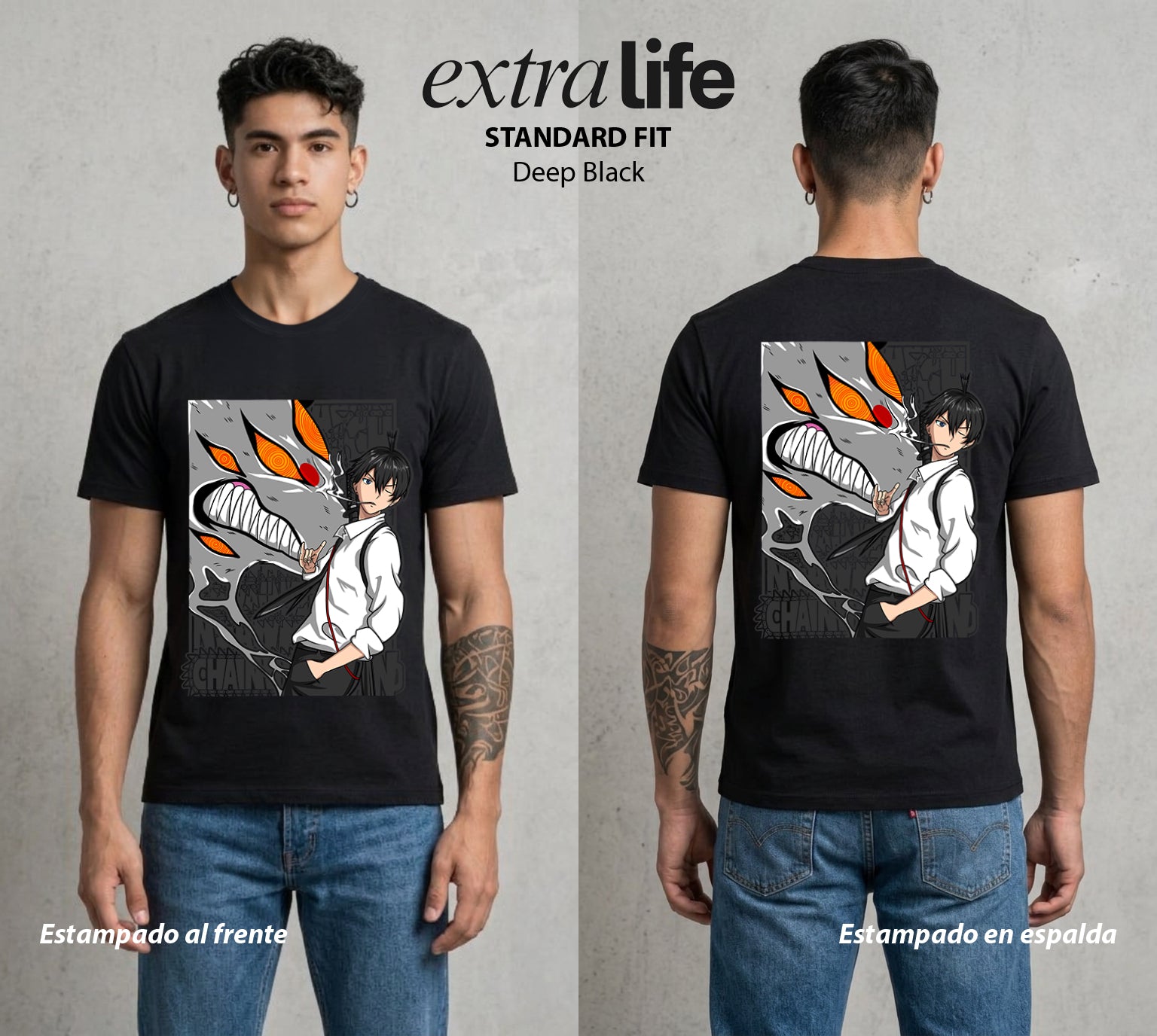 El Contrato Infernal | El Que Todo Sacrifica #00379 - Playera Standard Fit | Deep Black - Foto en modelo