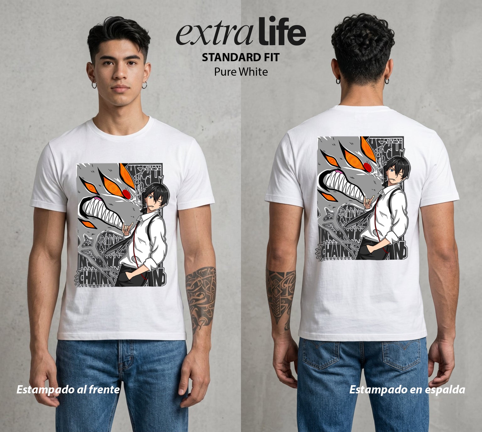El Contrato Infernal | El Que Todo Sacrifica #00379 - Playera Standard Fit | Pure White - Foto en modelo