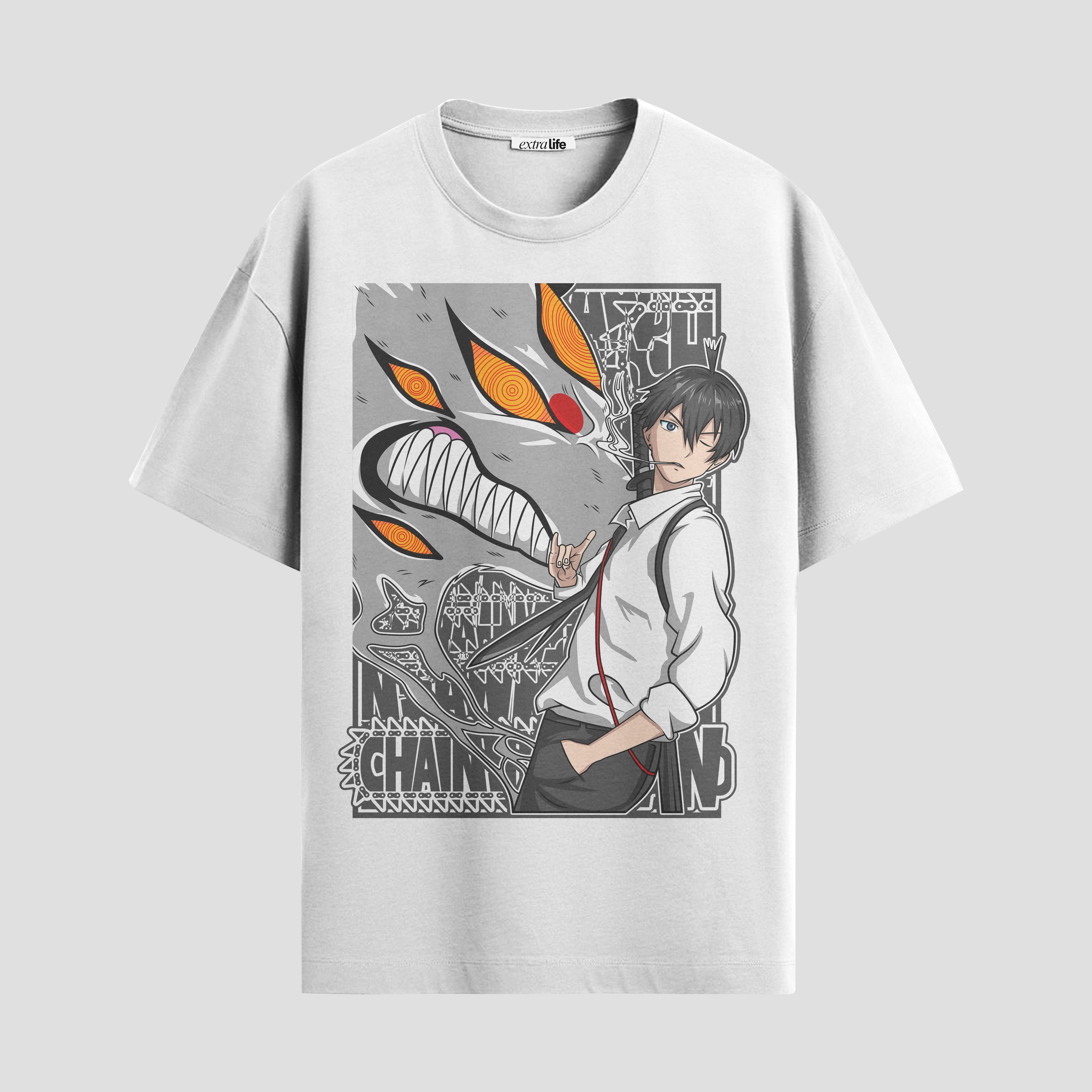 Playera urbana de anime y gaming ExtraLife MX, corte Standard Fit unisex ligero y transpirable en color Deep Black y Pure White, ropa de uso diario para gym y casual.