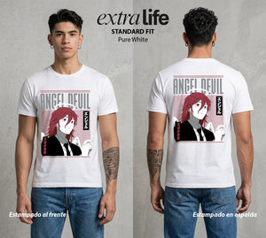El Contrato Infernal | El Angel y el Diablo #00380 - Playera Classic Premium | Pure White - Foto en modelo