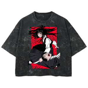 Playera streetwear premium de anime y gaming ExtraLife MX, corte boxy deluxe mineral wash heavyweight en color Acid Wash, moda urbana mexicana de culto.