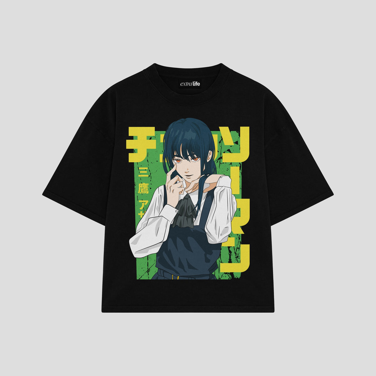 Playera streetwear premium de anime y gaming ExtraLife MX, corte oversized drop shoulder ligero y fresco en color Deep Black y Off-White, moda urbana mexicana de culto.