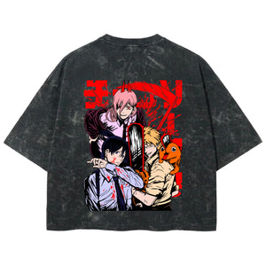 Playera streetwear premium de anime y gaming ExtraLife MX, corte boxy deluxe mineral wash heavyweight en color Acid Wash, moda urbana mexicana de culto.