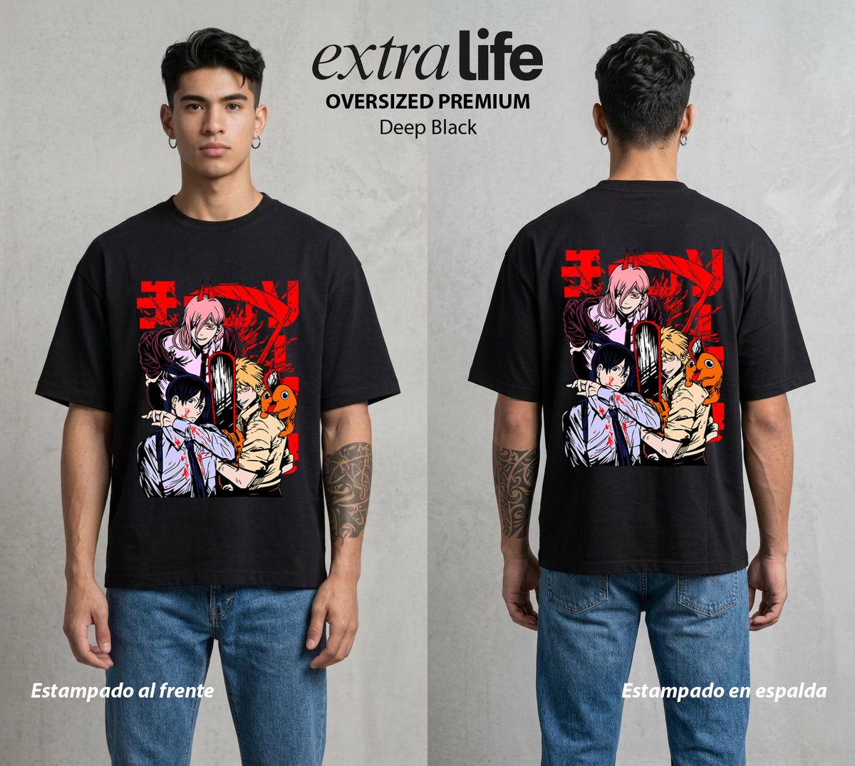 El Contrato Infernal | Los Cazadores de Demonios #00385 - Playera Oversized Premium | Deep Black - Foto en modelo