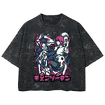 Playera streetwear premium de anime y gaming ExtraLife MX, corte boxy deluxe mineral wash heavyweight en color Acid Wash, moda urbana mexicana de culto.