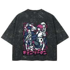 Playera streetwear premium de anime y gaming ExtraLife MX, corte boxy deluxe mineral wash heavyweight en color Acid Wash, moda urbana mexicana de culto.