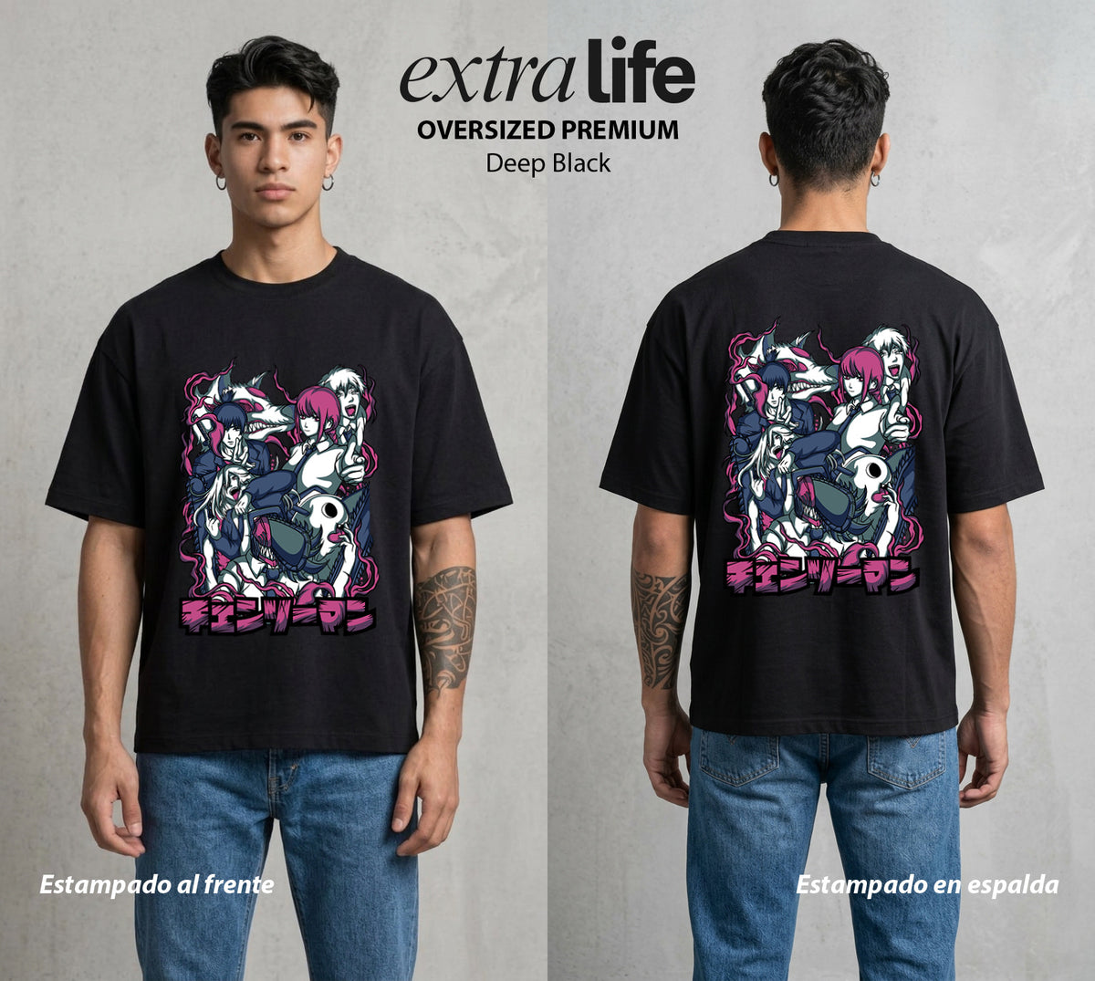 El Contrato Infernal | El Equipo del Contrato #00386 - Playera Oversized Premium | Deep Black - Foto en modelo
