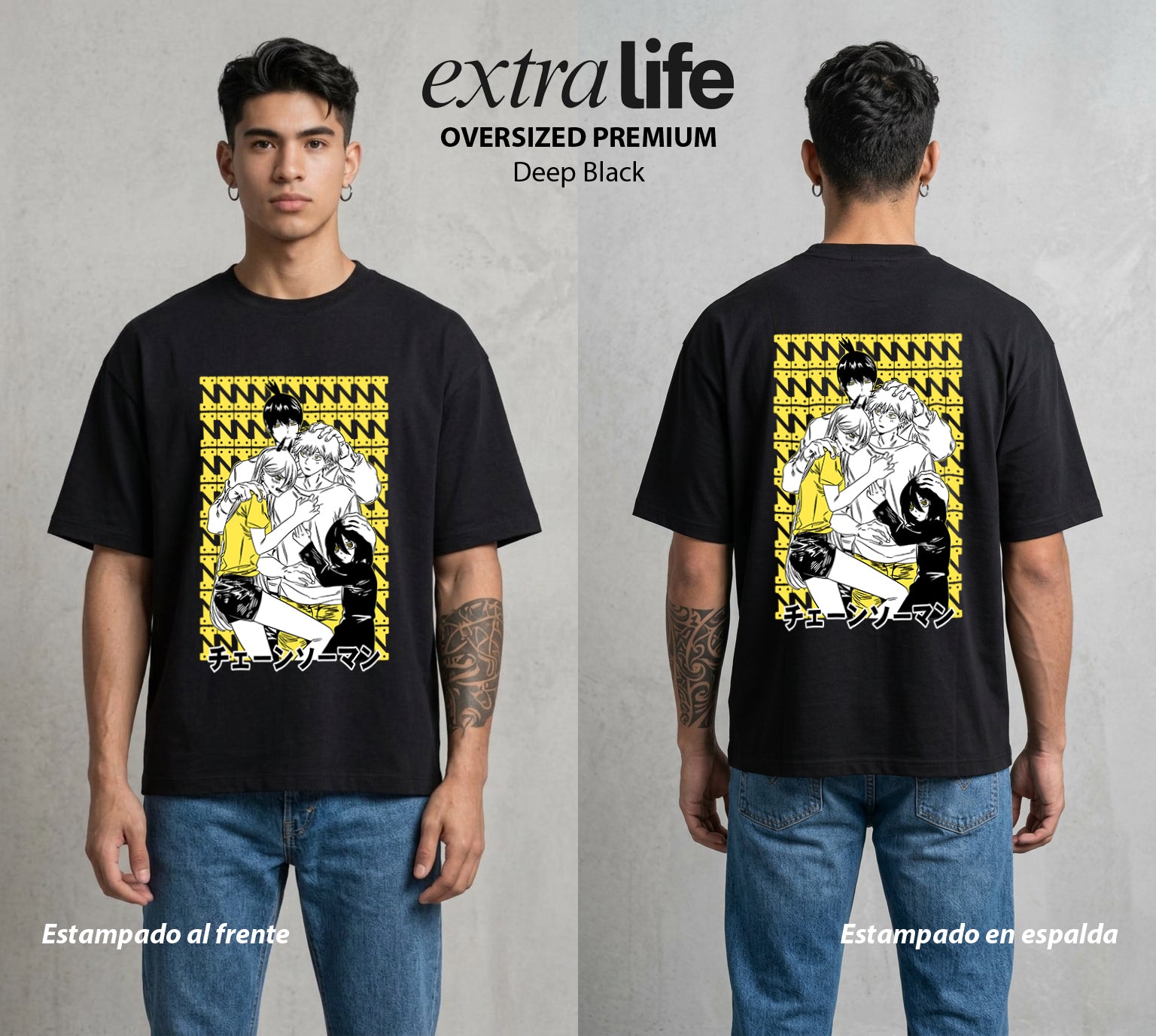 El Contrato Infernal | El Equipo del Contrato #00388 - Playera Oversized Premium | Deep Black - Foto en modelo