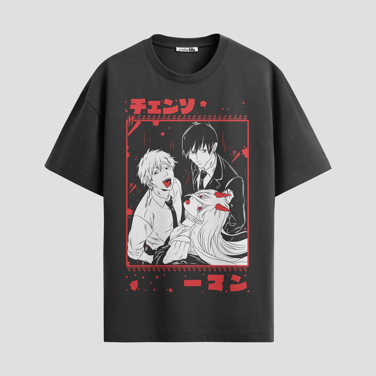 Playera urbana de anime y gaming ExtraLife MX, corte Classic Premium unisex ligero y transpirable en color Deep Black y Pure White, ropa de uso diario para gym y casual.