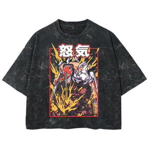 Playera streetwear premium de anime y gaming ExtraLife MX, corte boxy deluxe mineral wash heavyweight en color Acid Wash, moda urbana mexicana de culto.